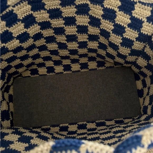 CLARE V Blue and White Checkered Tote Bag - Picture 3 of 3